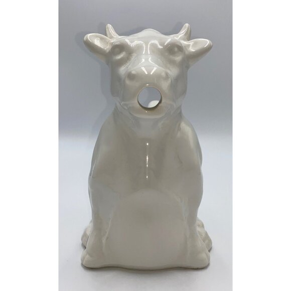 White Ceramic Cow Creamer Pitcher - Picture 2 of 7